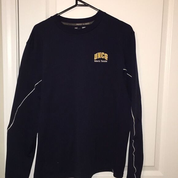 Blue UA UNCG Greensboro Spartans Long Sleeve Tennis Team issue Shirt Sweatshirt - Picture 1 of 3